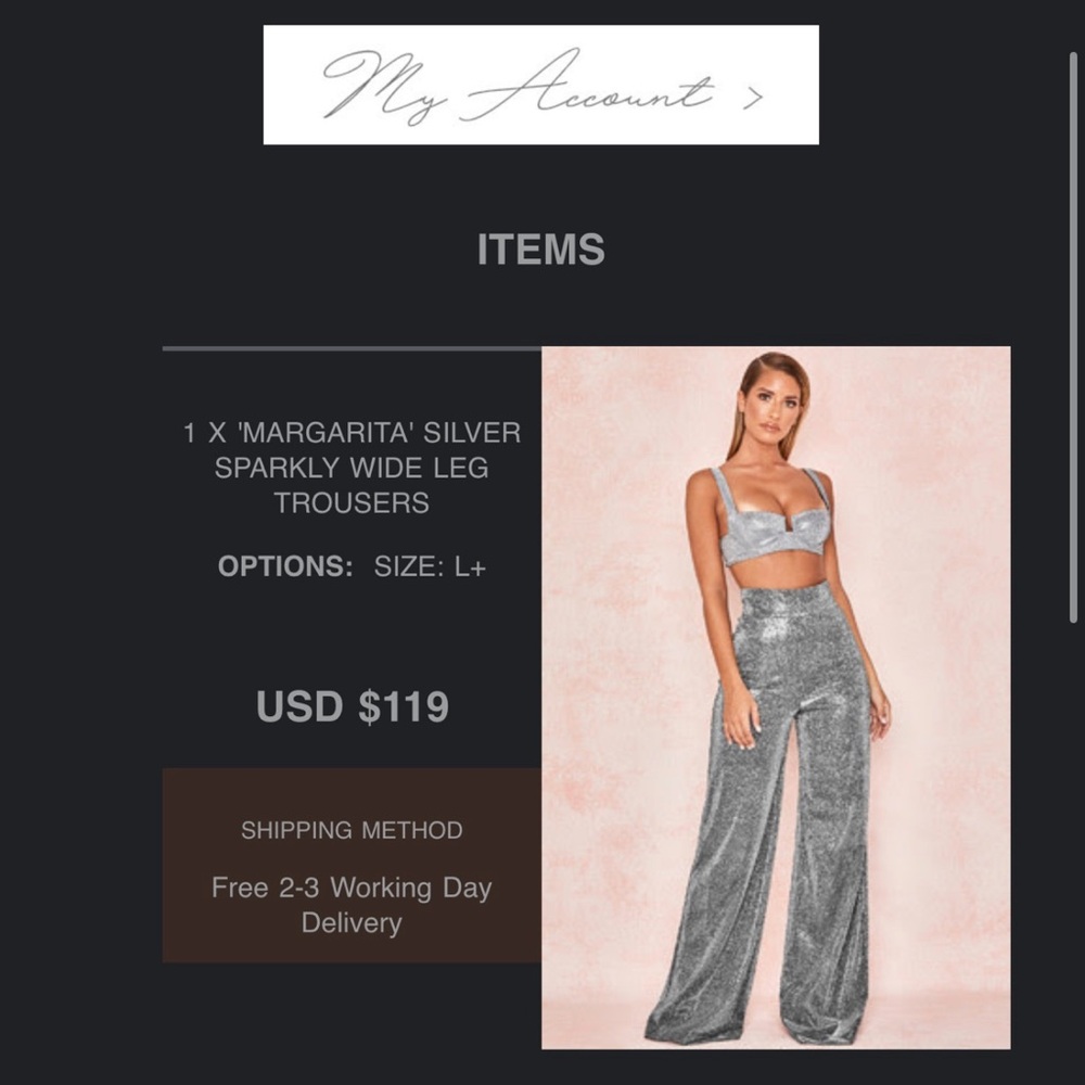 Silver Sparkly Wide Leg Trousers